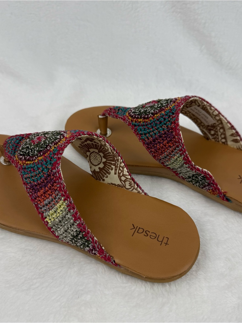 The Sak Shana Thong Sandals Womens 7 Crochet Boho Gypsy Stripe Beachwear - Picture 11 of 15